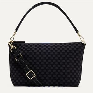 Rothy's Black Checker Shoulder Bag with Gold Hardware